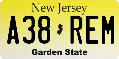 NJ license plate A38REM