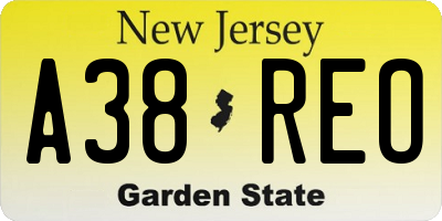 NJ license plate A38REO