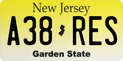 NJ license plate A38RES