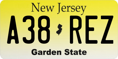 NJ license plate A38REZ