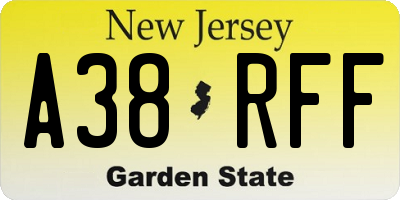 NJ license plate A38RFF