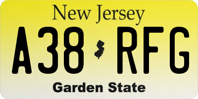 NJ license plate A38RFG