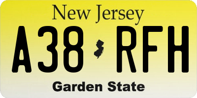 NJ license plate A38RFH