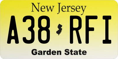 NJ license plate A38RFI