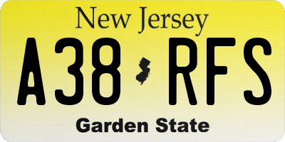 NJ license plate A38RFS