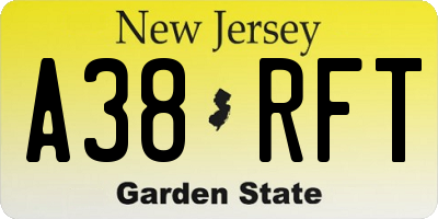 NJ license plate A38RFT