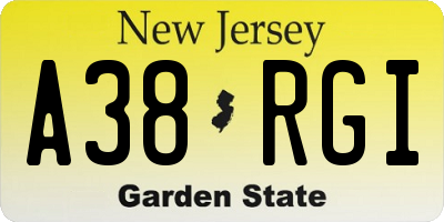 NJ license plate A38RGI