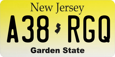 NJ license plate A38RGQ