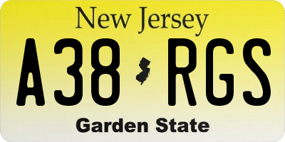 NJ license plate A38RGS