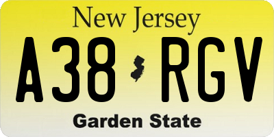 NJ license plate A38RGV