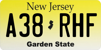 NJ license plate A38RHF