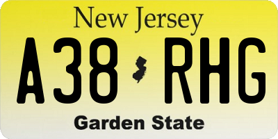 NJ license plate A38RHG