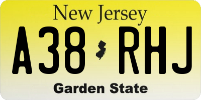 NJ license plate A38RHJ