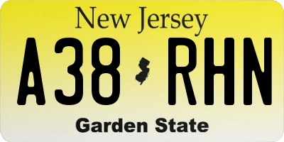 NJ license plate A38RHN