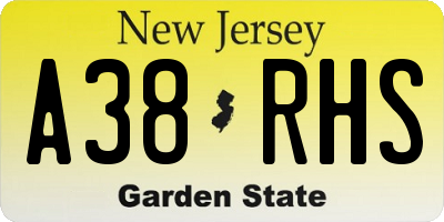 NJ license plate A38RHS