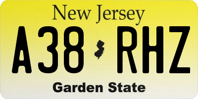 NJ license plate A38RHZ