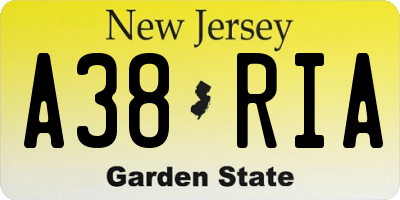 NJ license plate A38RIA