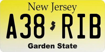 NJ license plate A38RIB