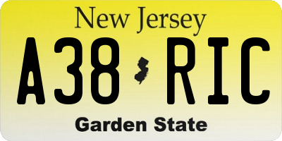 NJ license plate A38RIC