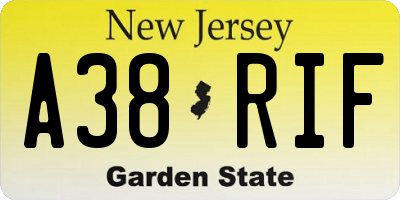 NJ license plate A38RIF