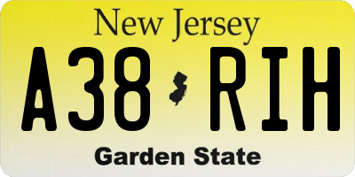 NJ license plate A38RIH