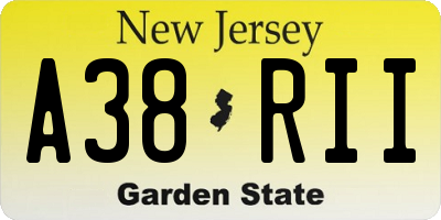 NJ license plate A38RII