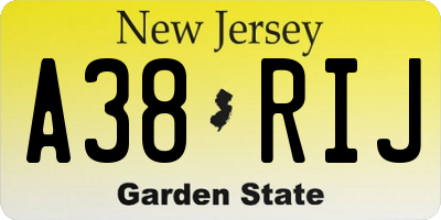 NJ license plate A38RIJ