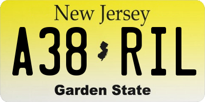 NJ license plate A38RIL