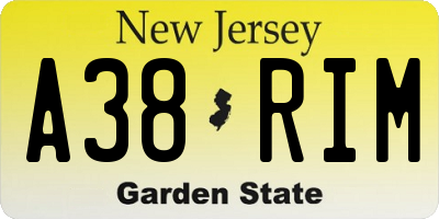 NJ license plate A38RIM
