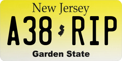 NJ license plate A38RIP