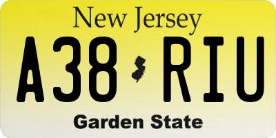 NJ license plate A38RIU