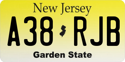 NJ license plate A38RJB