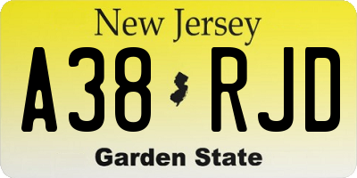 NJ license plate A38RJD
