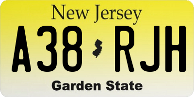 NJ license plate A38RJH