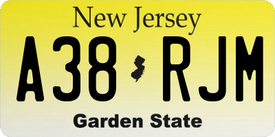 NJ license plate A38RJM