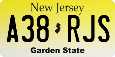 NJ license plate A38RJS