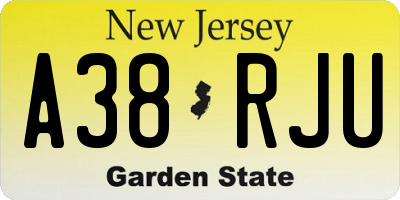 NJ license plate A38RJU
