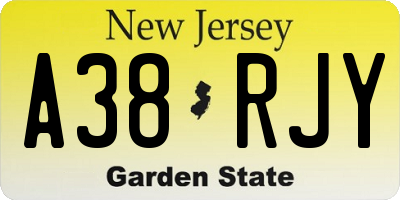 NJ license plate A38RJY