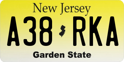 NJ license plate A38RKA
