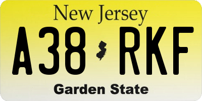 NJ license plate A38RKF