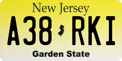 NJ license plate A38RKI