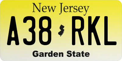NJ license plate A38RKL
