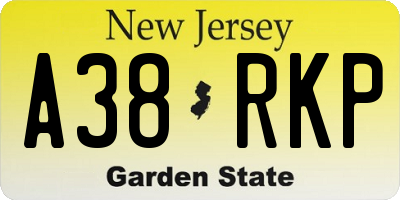 NJ license plate A38RKP