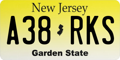 NJ license plate A38RKS