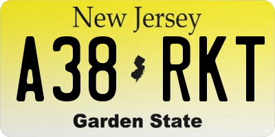 NJ license plate A38RKT
