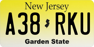 NJ license plate A38RKU