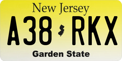 NJ license plate A38RKX