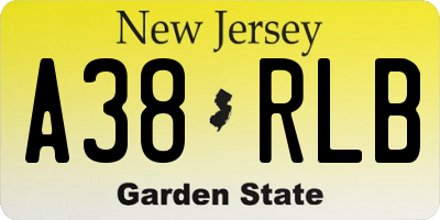 NJ license plate A38RLB
