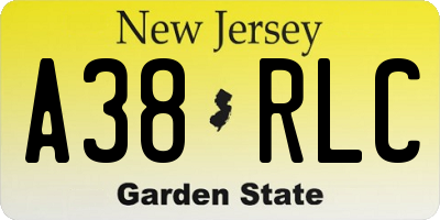 NJ license plate A38RLC