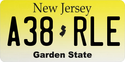 NJ license plate A38RLE